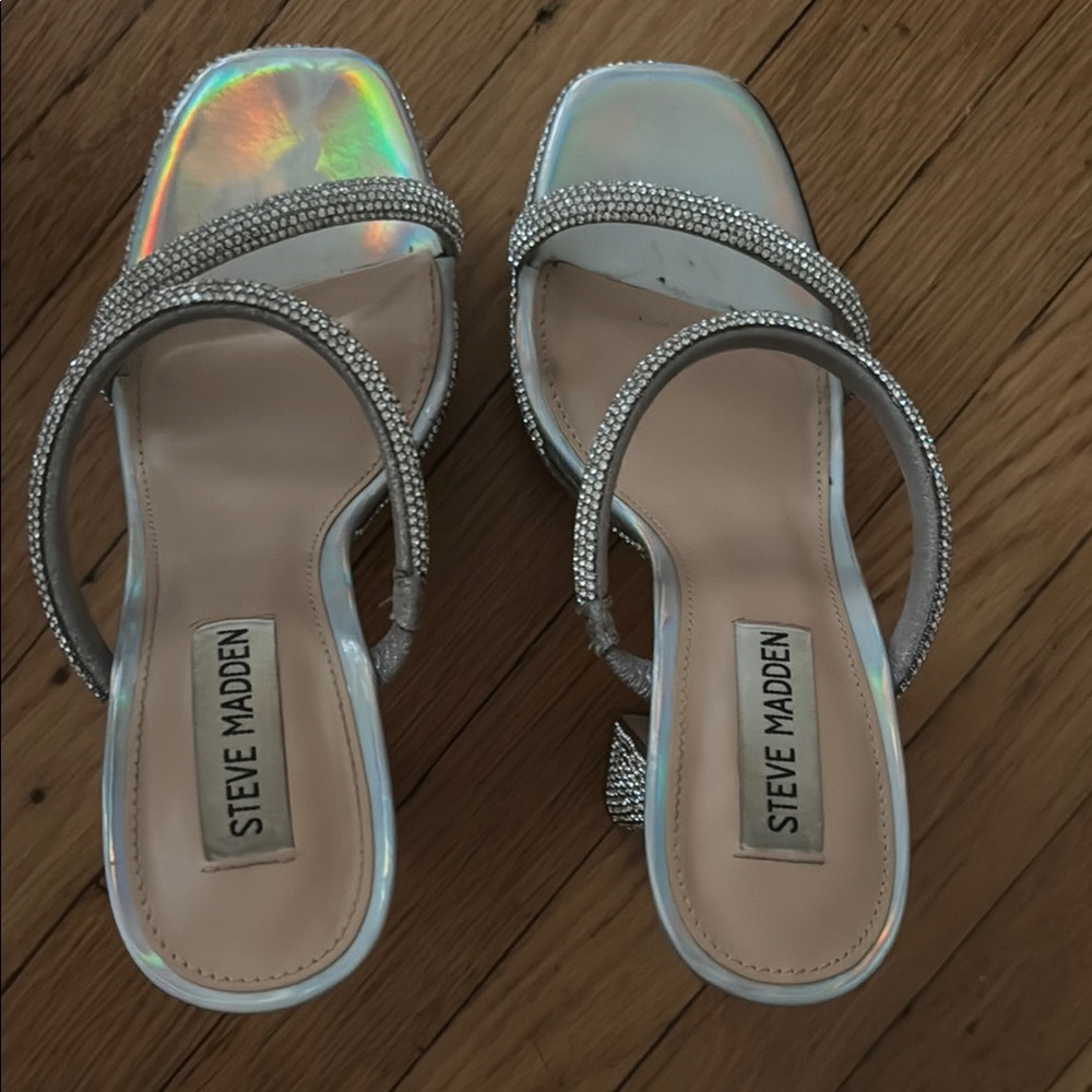 Steve Madden Silver Sparkley Platform Heels - Picture 2 of 3